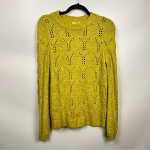 GAP Crewneck Eyelet Sweater in Goldenrod Size XS